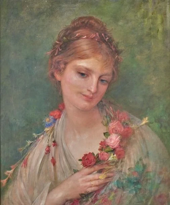 Giovane donna con una ghirlanda di fiori di campo